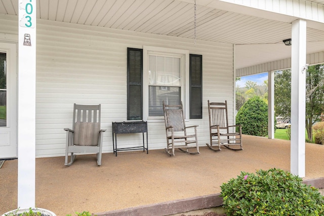 view of patio with a porch