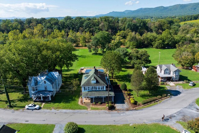 aerial view with a mountain view