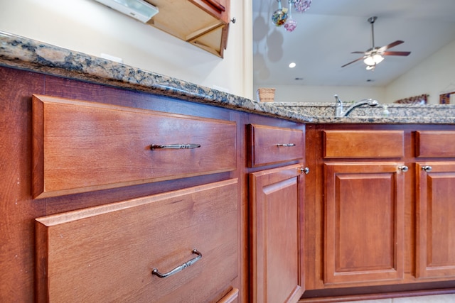 interior details with ceiling fan