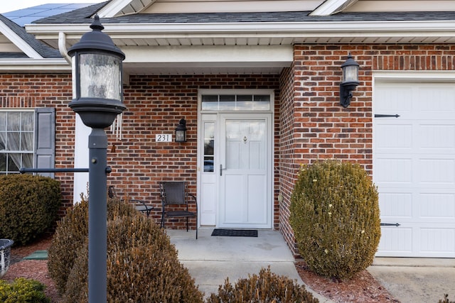 property entrance featuring a garage