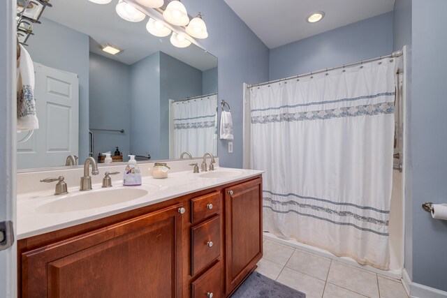 bedroom featuring ensuite bath, high vaulted ceiling, and carpet floors