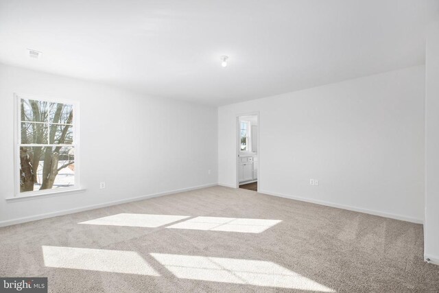 empty room featuring light carpet