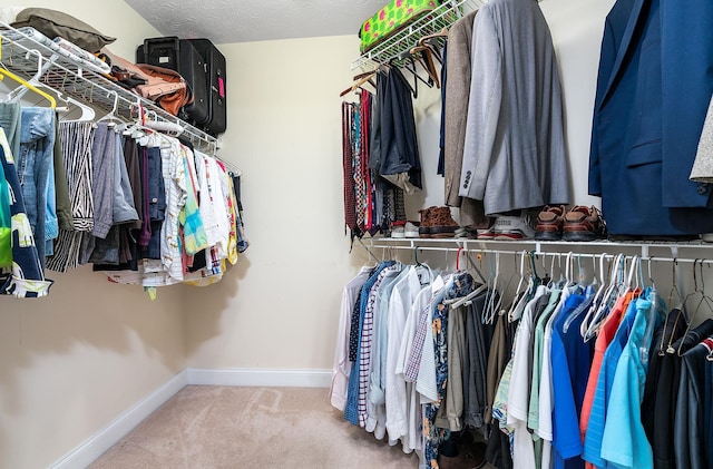 spacious closet featuring carpet floors