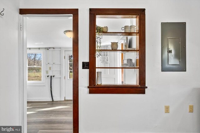 interior space featuring hardwood / wood-style flooring and electric panel