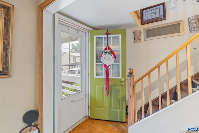 325 10 1/2 St NW, Charlottesville, VA 22903 - entryway featuring stairway and wood finished floors