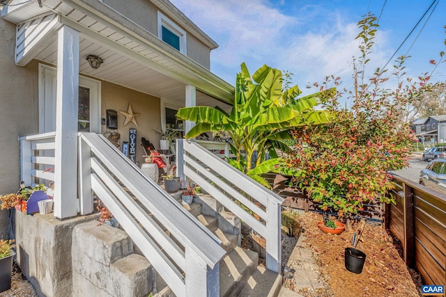 exterior space with stucco siding