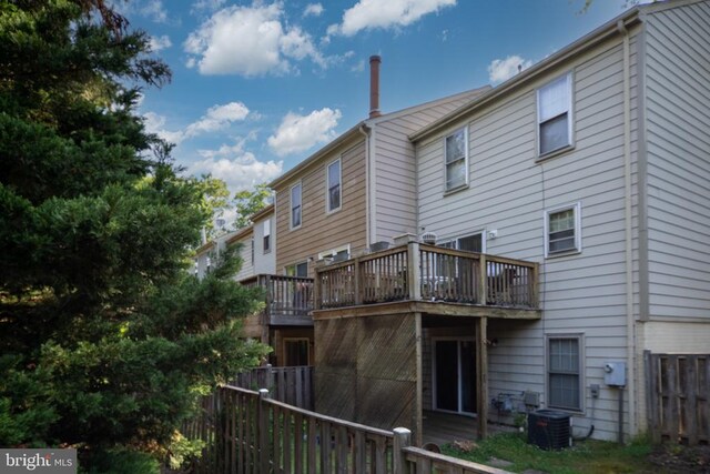 10718 Brice Ct, Fredericksburg, VA 22407 - back of property featuring fence, central air condition unit, and a wooden deck