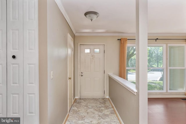10718 Brice Ct, Fredericksburg, VA 22407 - entryway featuring baseboards, plenty of natural light, and crown molding
