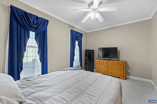 1972 Sclaters Ford Rd, Palmyra, VA 22963 - bedroom with carpet flooring, ornamental molding, baseboards, and a ceiling fan