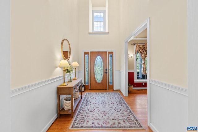 1972 Sclaters Ford Rd, Palmyra, VA 22963 - entryway with light wood-type flooring, a high ceiling, and baseboards