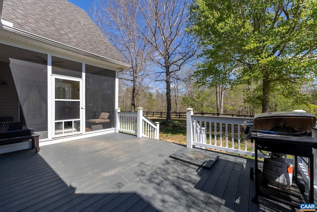 1972 Sclaters Ford Rd, Palmyra, VA 22963 - wooden terrace with a sunroom and a grill