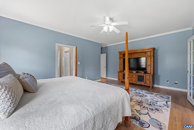 1972 Sclaters Ford Rd, Palmyra, VA 22963 - bedroom with ornamental molding, wood finished floors, baseboards, and ceiling fan