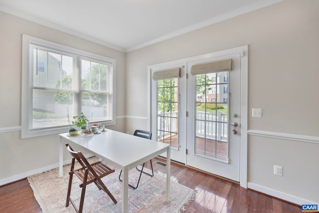 2153 Saranac Ct, Charlottesville, VA 22911 - office space with wood finished floors, baseboards, and ornamental molding