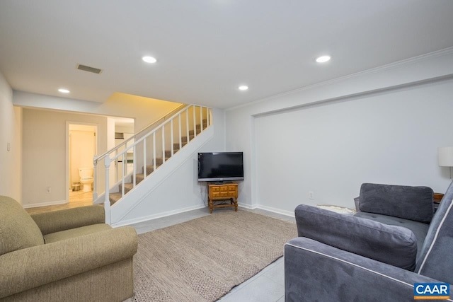 168 Lakeland Ln, Faber, VA 22938 - living room with stairway and recessed lighting