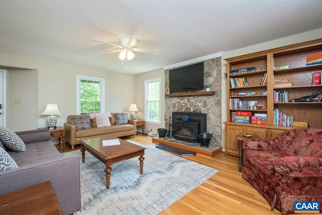 168 Lakeland Ln, Faber, VA 22938 - living area featuring a ceiling fan and light wood-style floors