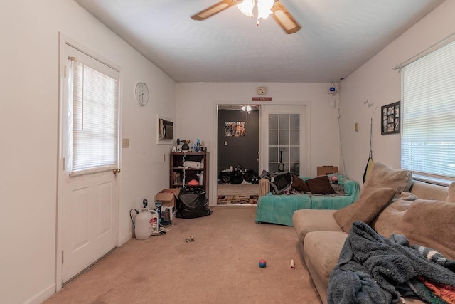 9274 Spotswood Trl, Mcgaheysville, VA 22840 - carpeted living room with healthy amount of natural light and a ceiling fan
