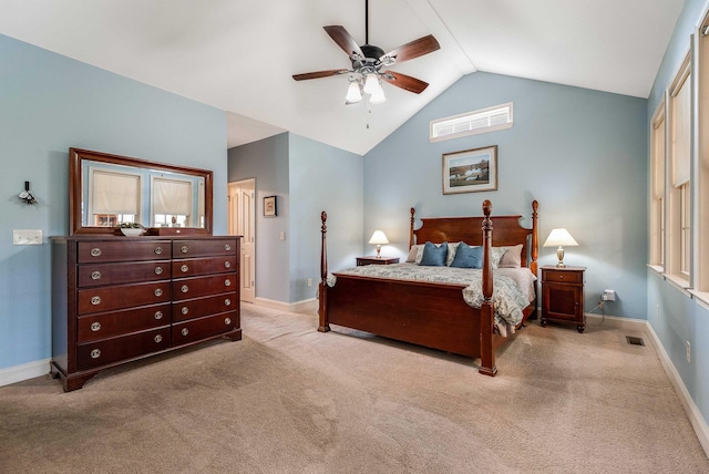 1763 Red Top Orchard Rd, Waynesboro, VA 22980 - bedroom with vaulted ceiling, carpet flooring, baseboards, and a ceiling fan