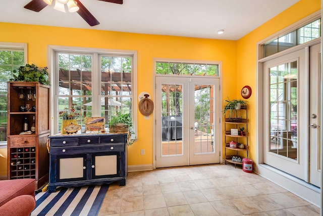 1763 Red Top Orchard Rd, Waynesboro, VA 22980 - doorway featuring french doors, healthy amount of natural light, a ceiling fan, and light tile patterned floors
