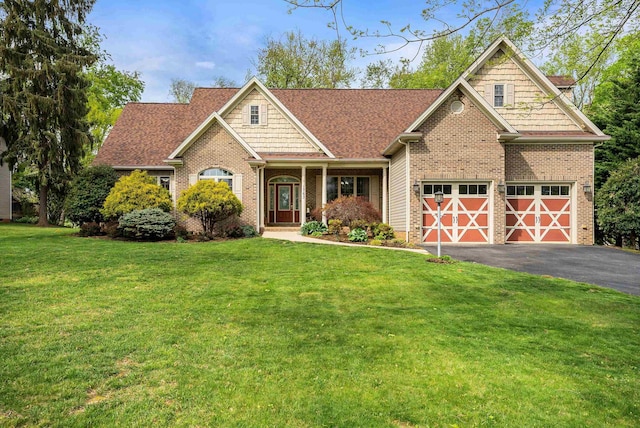 1763 Red Top Orchard Rd, Waynesboro, VA 22980 - view of front of home featuring driveway, brick siding, a front lawn, and a garage