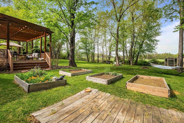 1763 Red Top Orchard Rd, Waynesboro, VA 22980 - wooden terrace with a garden, a pergola, and a yard