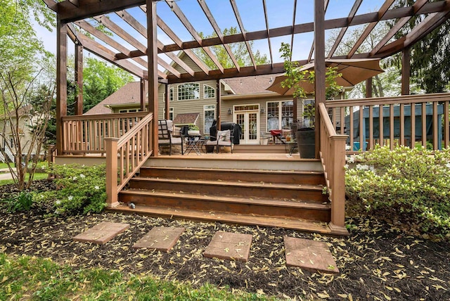 1763 Red Top Orchard Rd, Waynesboro, VA 22980 - wooden terrace featuring a pergola and french doors