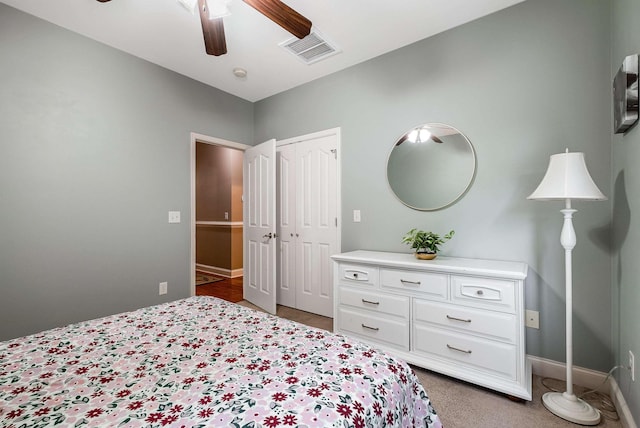 1763 Red Top Orchard Rd, Waynesboro, VA 22980 - bedroom featuring carpet, a closet, a ceiling fan, and baseboards