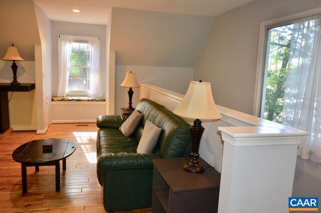 1895 Westview Rd, Charlottesville, VA 22903 - living area featuring light wood-type flooring, recessed lighting, and vaulted ceiling