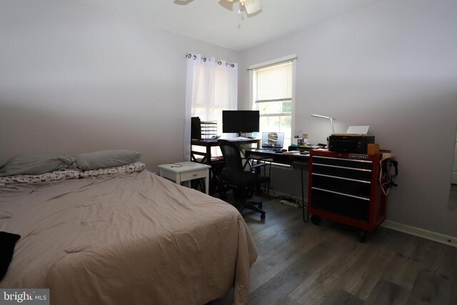 bedroom featuring dark hardwood / wood-style flooring