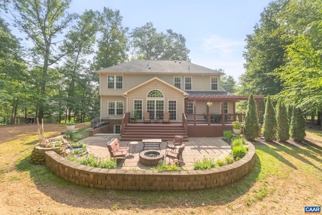 797 Willow Ridge Rd, Troy, VA 22974 - rear view of property featuring a patio, an outdoor fire pit, a wooden deck, and a yard