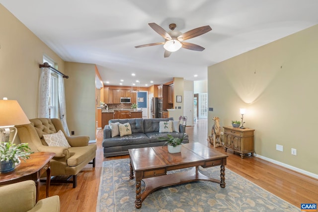797 Willow Ridge Rd, Troy, VA 22974 - living area with ceiling fan, light wood-style flooring, and recessed lighting