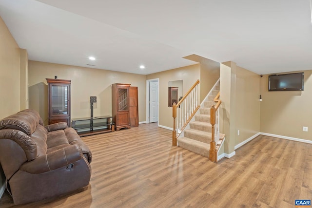 797 Willow Ridge Rd, Troy, VA 22974 - living room featuring light wood-type flooring, recessed lighting, and stairs