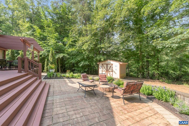 797 Willow Ridge Rd, Troy, VA 22974 - view of patio / terrace featuring a storage unit, a pergola, and a deck