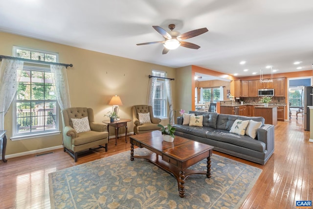 797 Willow Ridge Rd, Troy, VA 22974 - living area with light wood-style floors, ceiling fan, and recessed lighting