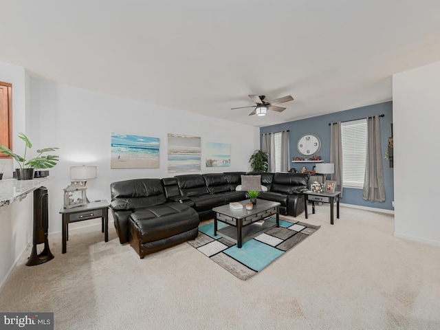 1420 Teagan Dr, Fredericksburg, VA 22408 - carpeted living area with ceiling fan and baseboards
