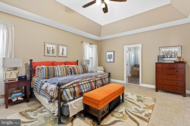 11135 Vanderbilt Cv, Spotsylvania, VA 22551 - carpeted bedroom with a tray ceiling, baseboards, and a ceiling fan