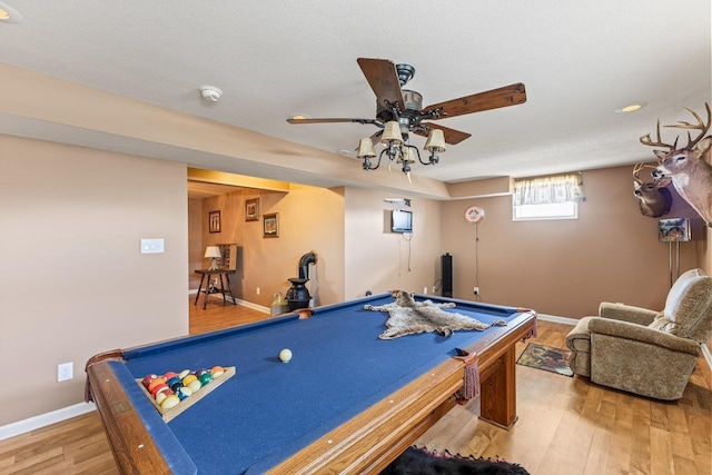 796 Battlecreek Rd, Stanley, VA 22851 - game room with pool table, recessed lighting, light wood-style flooring, a ceiling fan, and baseboards