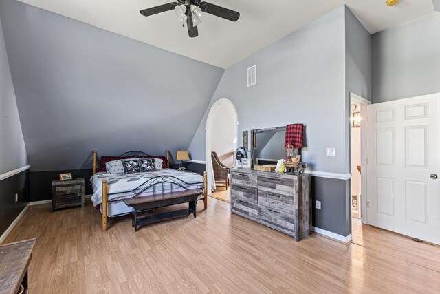796 Battlecreek Rd, Stanley, VA 22851 - bedroom featuring light wood finished floors, lofted ceiling, baseboards, and visible vents