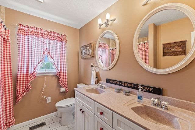 796 Battlecreek Rd, Stanley, VA 22851 - bathroom with a sink, tile patterned flooring, toilet, and visible vents