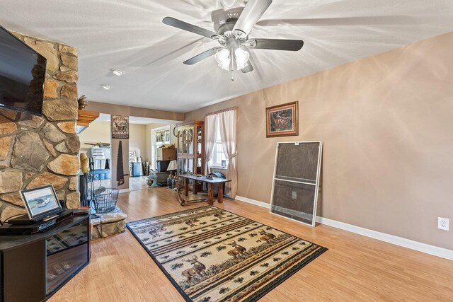 796 Battlecreek Rd, Stanley, VA 22851 - interior space with baseboards, a ceiling fan, and wood finished floors