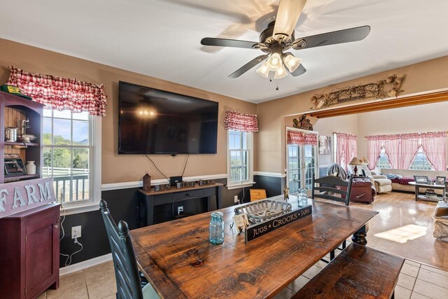796 Battlecreek Rd, Stanley, VA 22851 - dining area with light tile patterned floors and ceiling fan