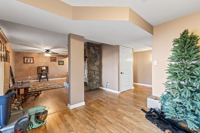 796 Battlecreek Rd, Stanley, VA 22851 - interior space featuring light wood-style floors, baseboards, and ceiling fan
