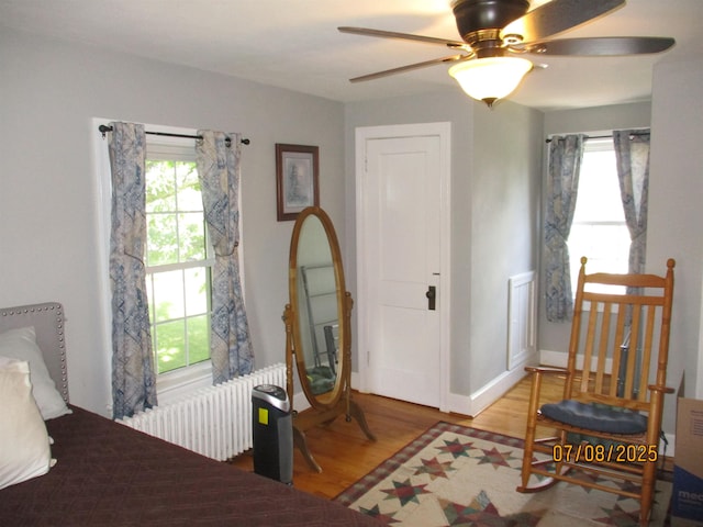 835 Rosser Ave, Waynesboro, VA 22980 - bedroom featuring radiator heating unit, multiple windows, and wood finished floors