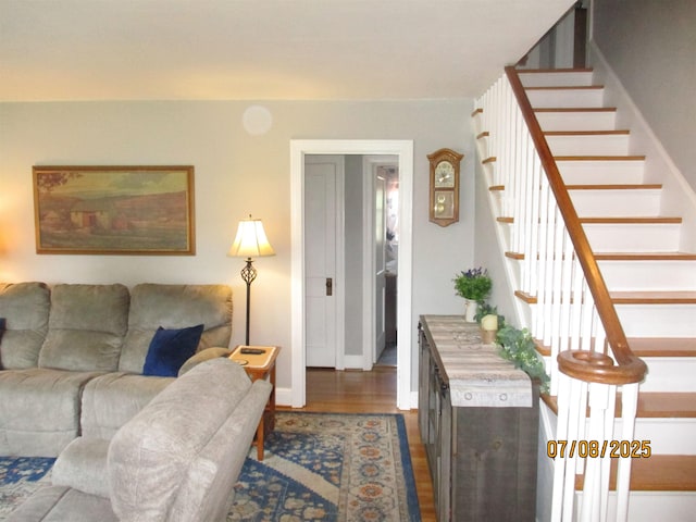 835 Rosser Ave, Waynesboro, VA 22980 - living area with stairway and dark wood-style flooring