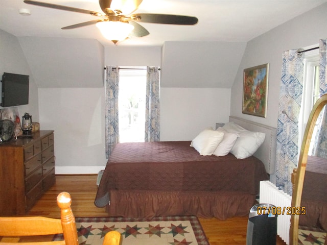 835 Rosser Ave, Waynesboro, VA 22980 - bedroom featuring wood finished floors, lofted ceiling, and ceiling fan
