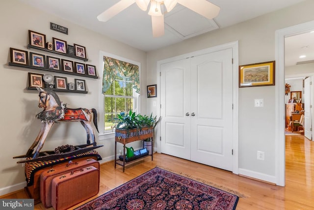 15103 Jenkins Hill Ln, Culpeper, VA 22701 - entrance foyer with ceiling fan, wood finished floors, and baseboards
