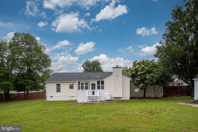 11810 Falcon Ridge Dr, Fredericksburg, VA 22407 - rear view of house featuring entry steps, a chimney, and crawl space