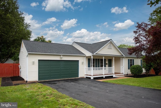 11810 Falcon Ridge Dr, Fredericksburg, VA 22407 - single story home featuring covered porch, an attached garage, asphalt driveway, and a shingled roof