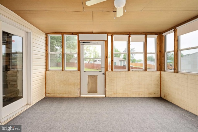 11810 Falcon Ridge Dr, Fredericksburg, VA 22407 - unfurnished sunroom with wooden ceiling, carpet floors, and ceiling fan