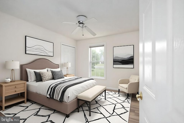11810 Falcon Ridge Dr, Fredericksburg, VA 22407 - bedroom with baseboards, light wood-style flooring, and a ceiling fan