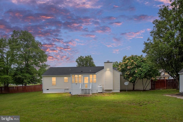 11810 Falcon Ridge Dr, Fredericksburg, VA 22407 - back of house with a chimney, entry steps, and crawl space
